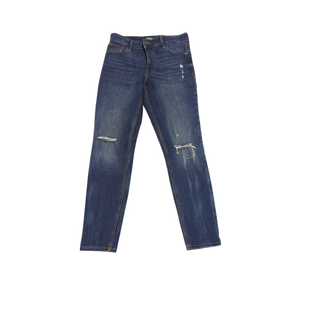 Old Navy Rockstar Distressed Skinny Fit Jeans For Women Blue Denim Mid-Rise Size
